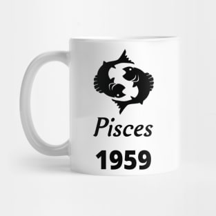 Black Zodiac Birthday Pisces 1959 Mug